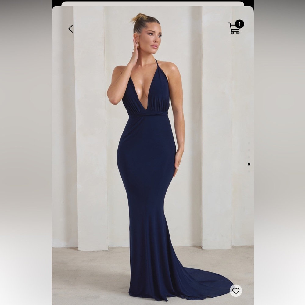 Navy ruched blue dress